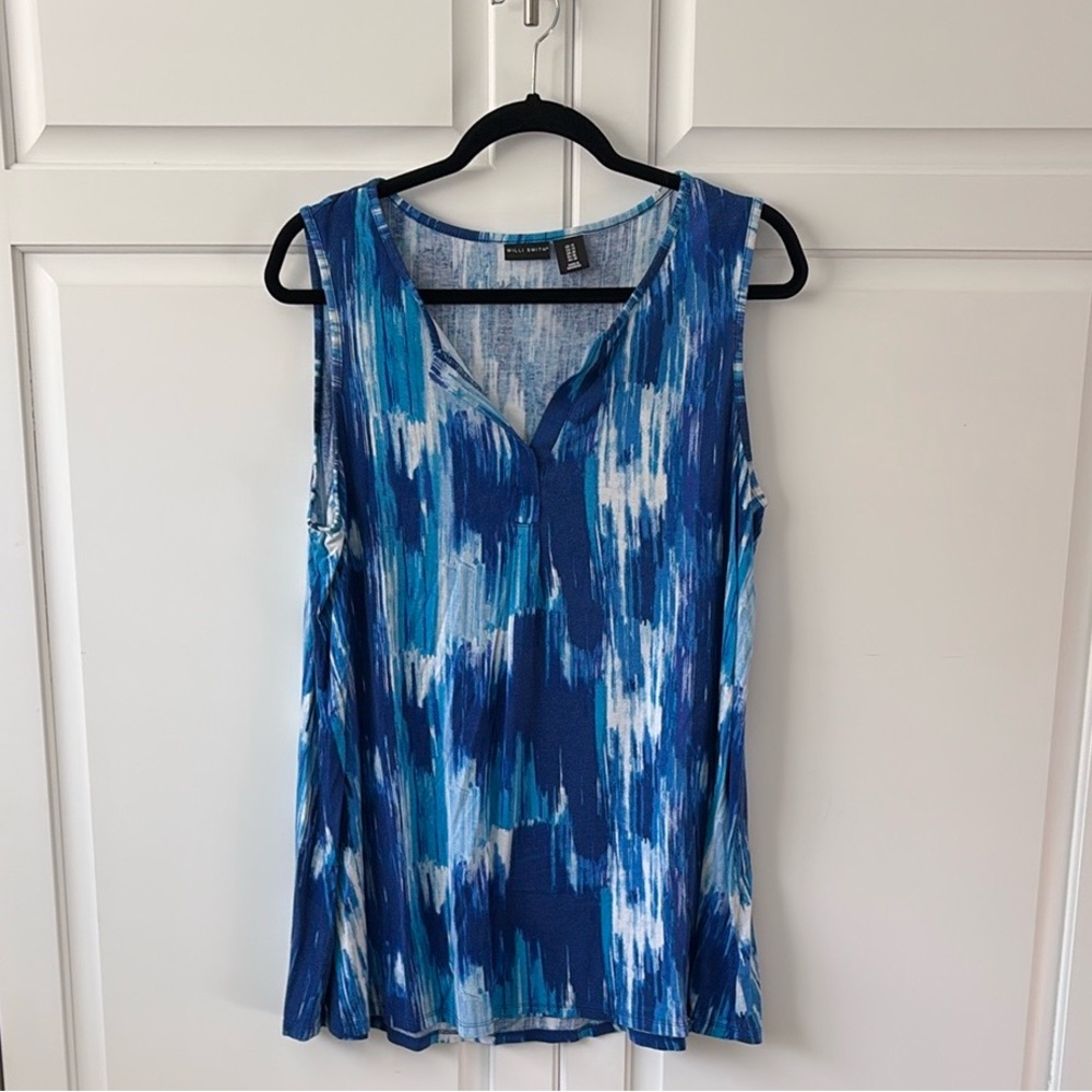Willi Smith Blue Relaxed Asymmetrical Tank Top
